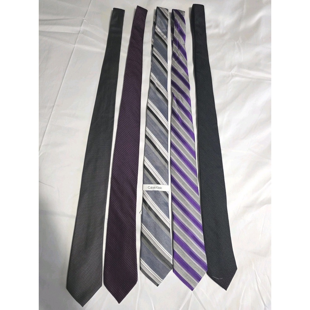 Lot of 5 Men's Designer Calvin Klein Variety Multicolor Ties